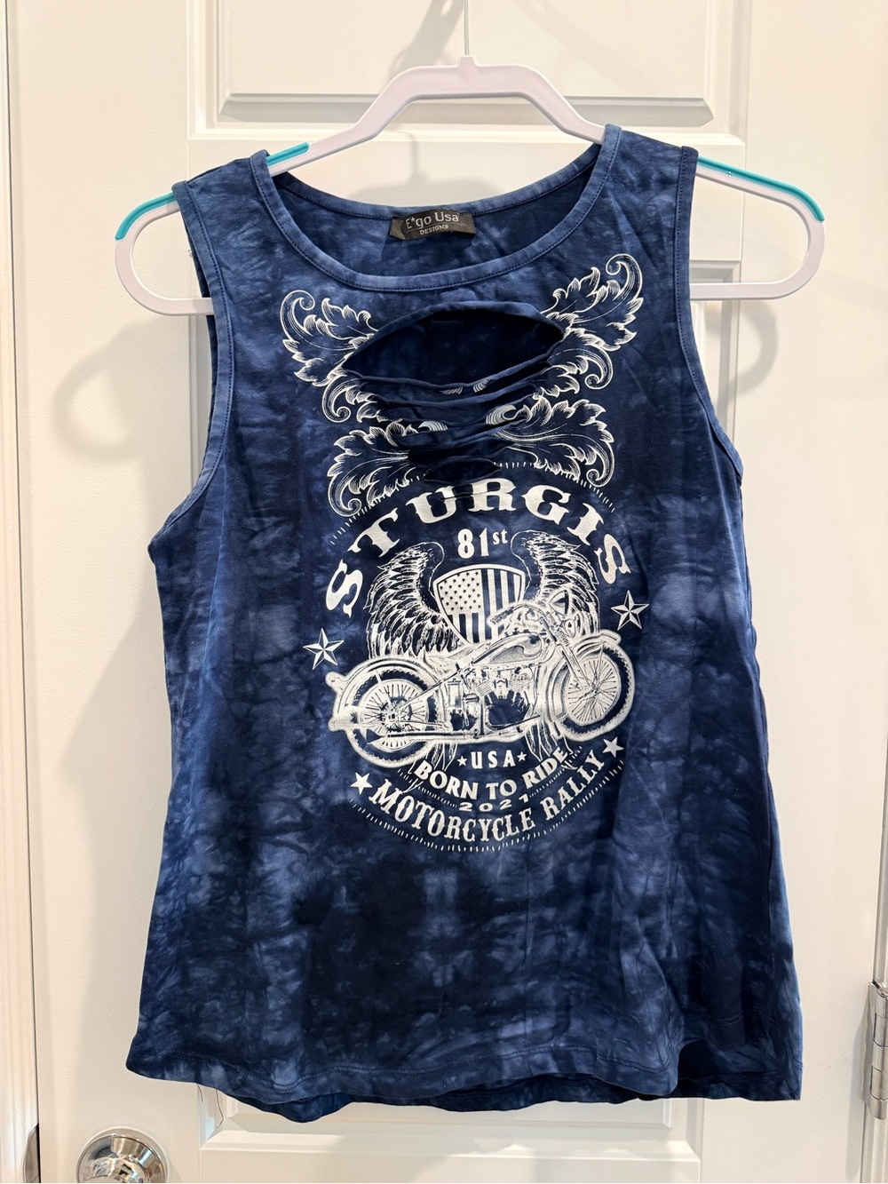 Sturgis Tie-Dye Navy Girls' Motorcycle Graphic Tank Top